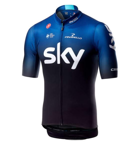 2019 Abbigliamento Ciclismo Sky Aero Nero Blu Manica Corta e Salopette