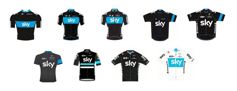 2019 Abbigliamento Ciclismo Sky Aero Nero Blu Manica Corta e Salopette